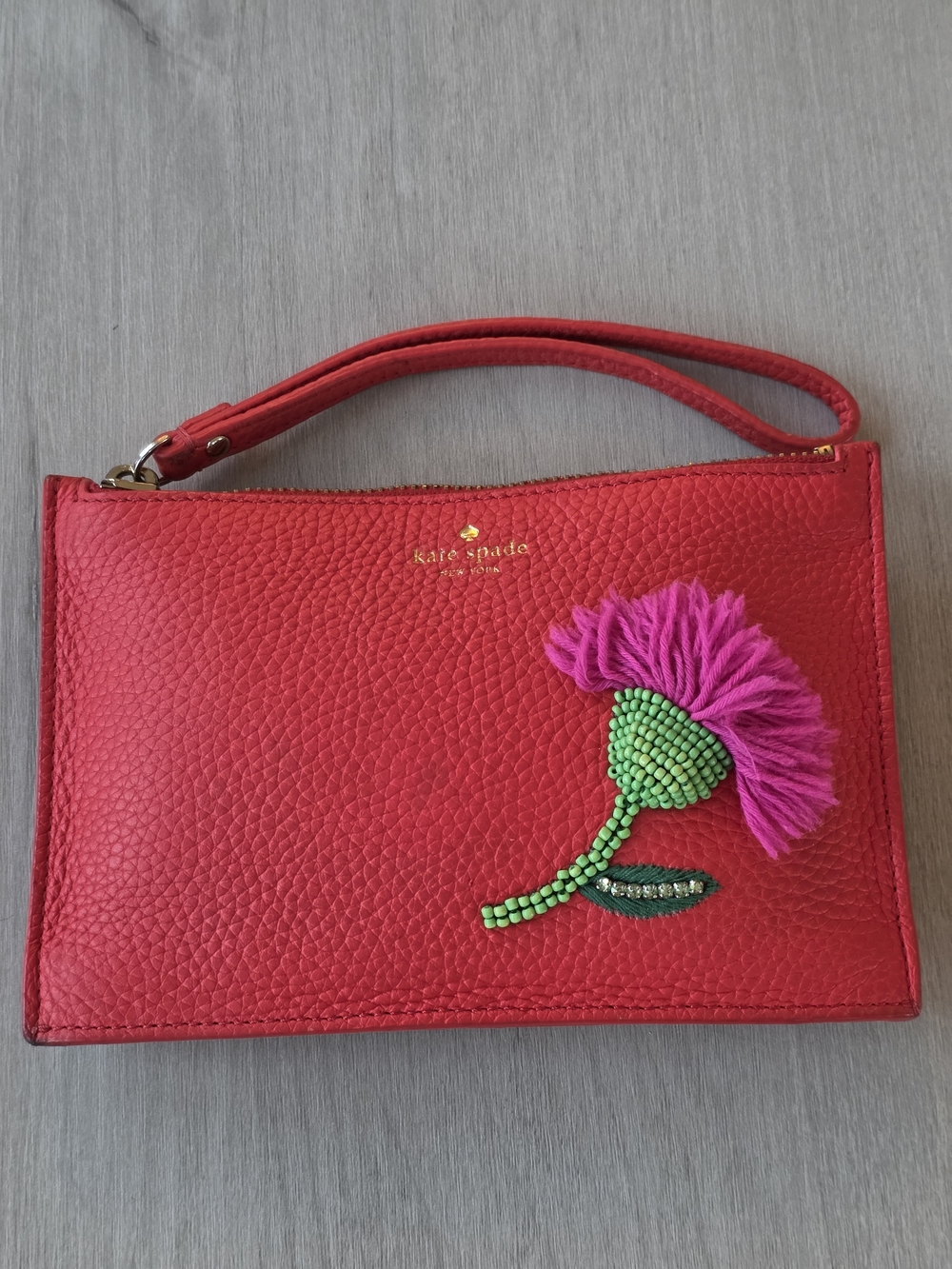 Kate Spade New York "On Purpose" Prickly Pear Flower Pouch Wristlet